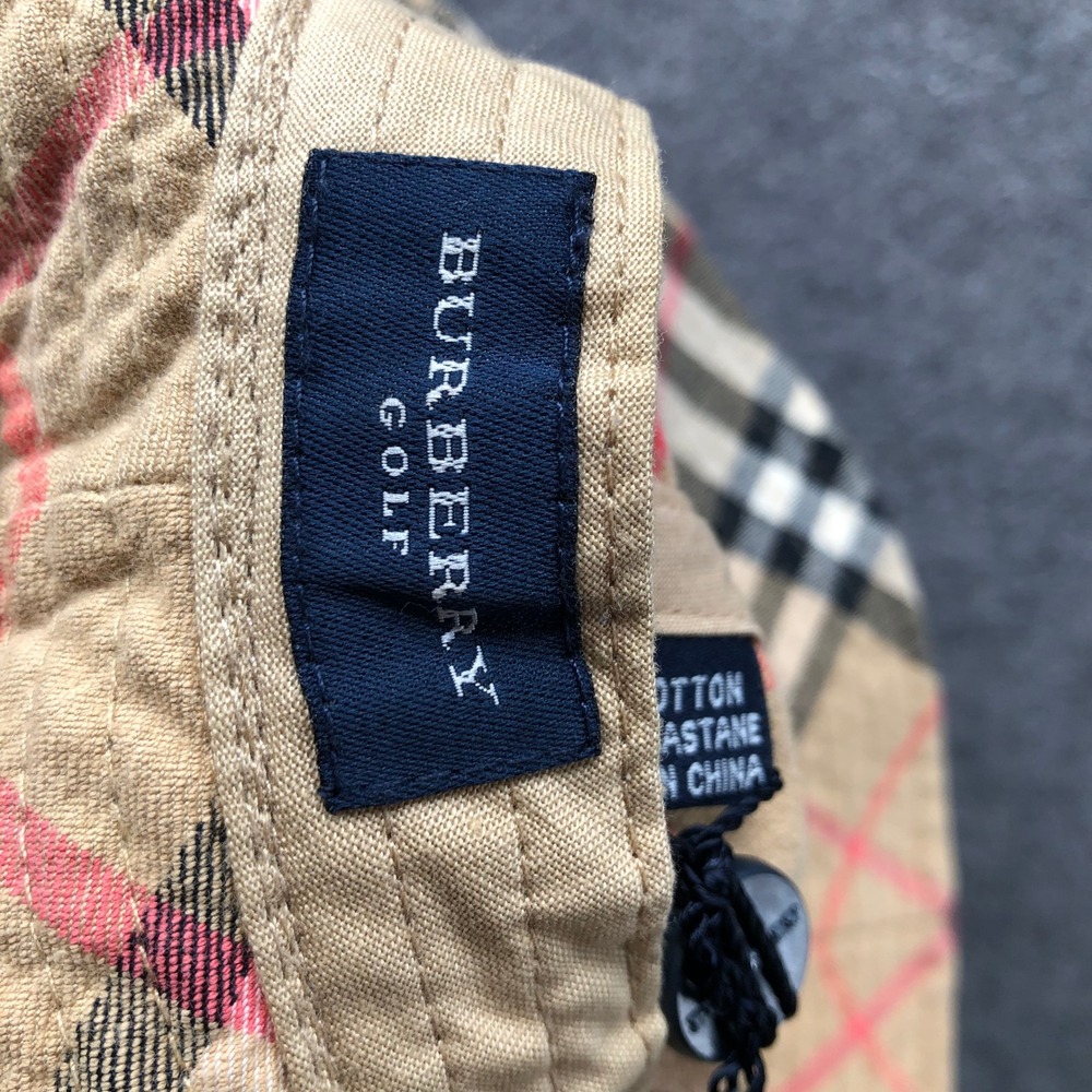 Vintage Y2K Burberry Golf Nova Check Bucket Hat Plaid Sun Cap Beige Size L/XL - Picture 8 of 11